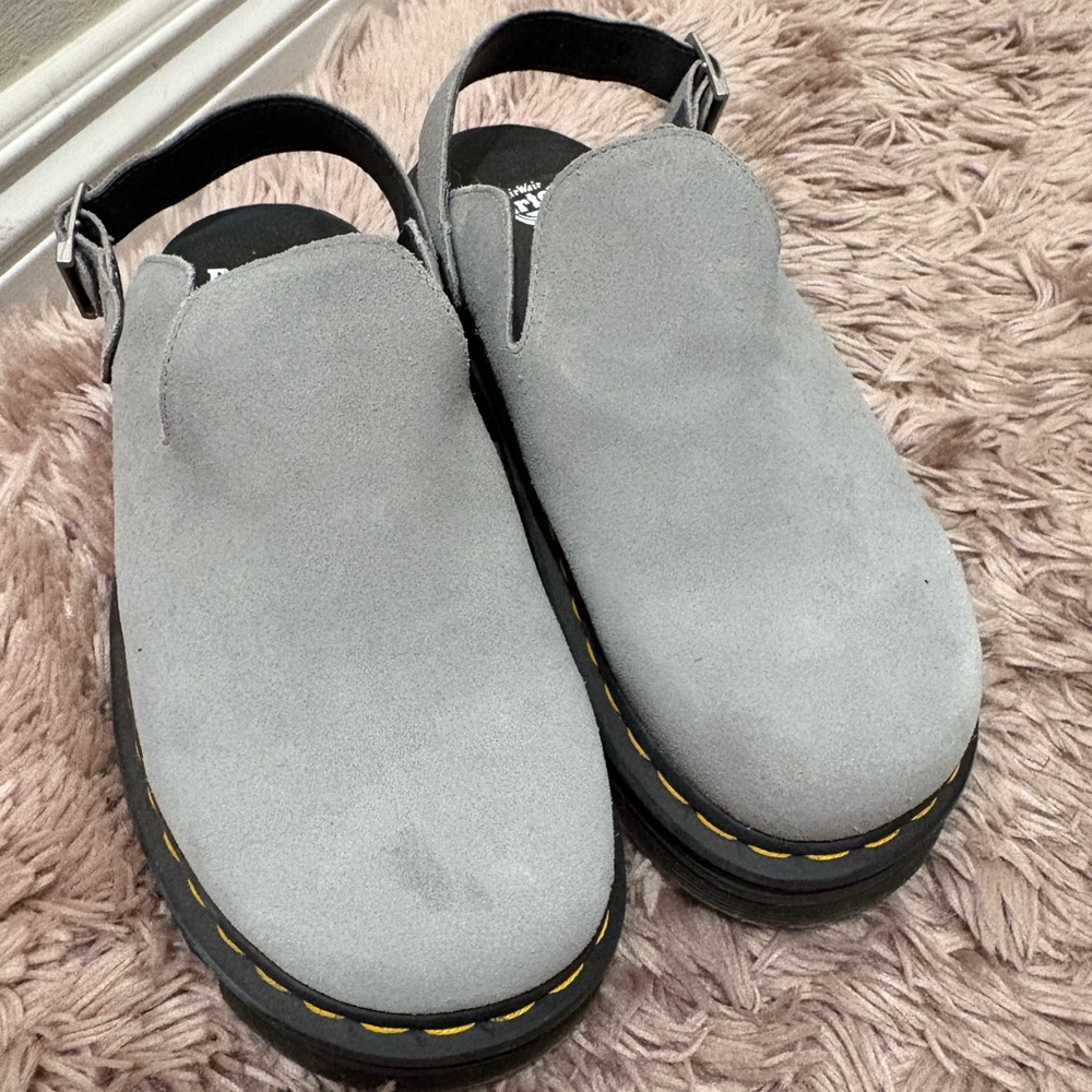 Dr. Martens Gray Suede Slingback Shoes